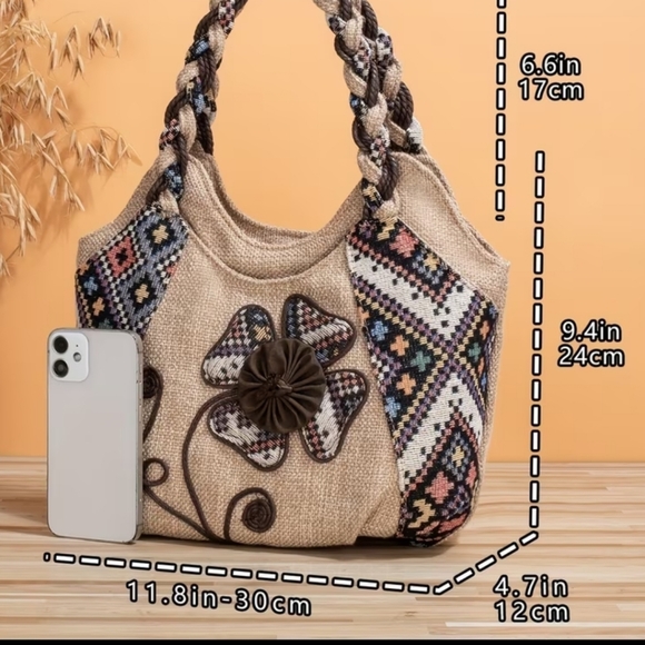 Brand  New Floral Toiletry Bag with Braided Handles - Picture 4 of 4